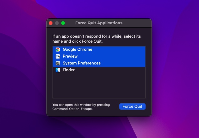 Forzar el cierre de aplicaciones en Mac
